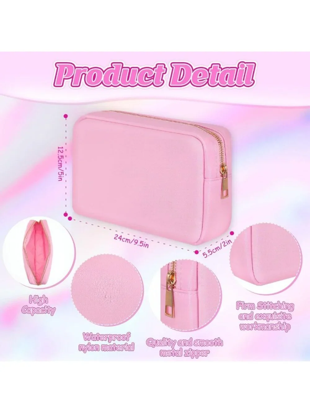 6 Pcs Travel Makeup Bag Set - Zipper Cosmetic Pouch for Purse, Organizer Gift